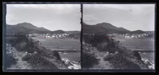 France or Spain Photo NEGATIVE Stereo Glass Plate Vintage VrL14n15
