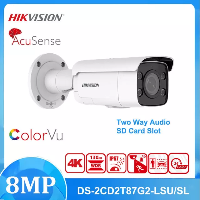 Hikvision DS-2CD2T87G2-LSU/SL 8 MP 4K ColorVu 2-Wege-Audio-PoE-Bullet-IP-Kamera