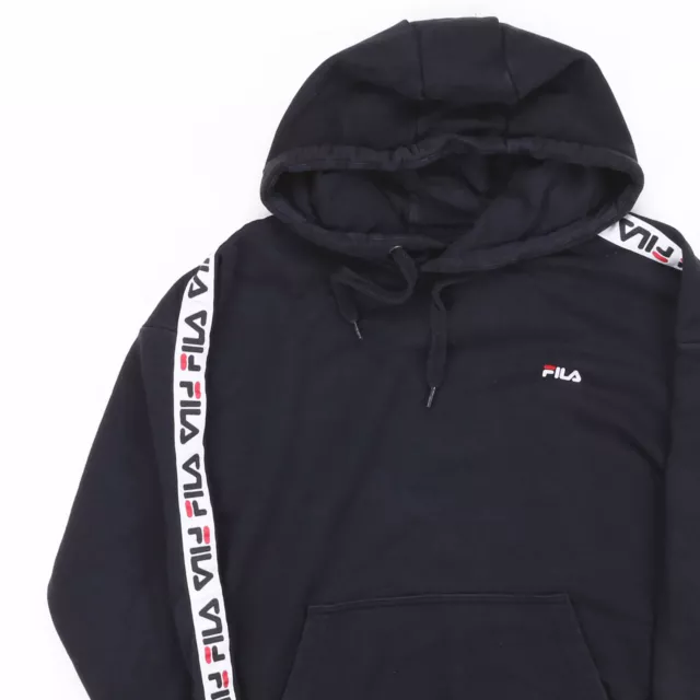 Vintage FILA Womens Black Classic Pullover Hoodie S 2