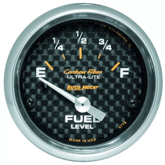 Autometer Carbon Fiber 2-1/16" Fuel Level Gauge 240-33 Ohms Short Sweep Elect...