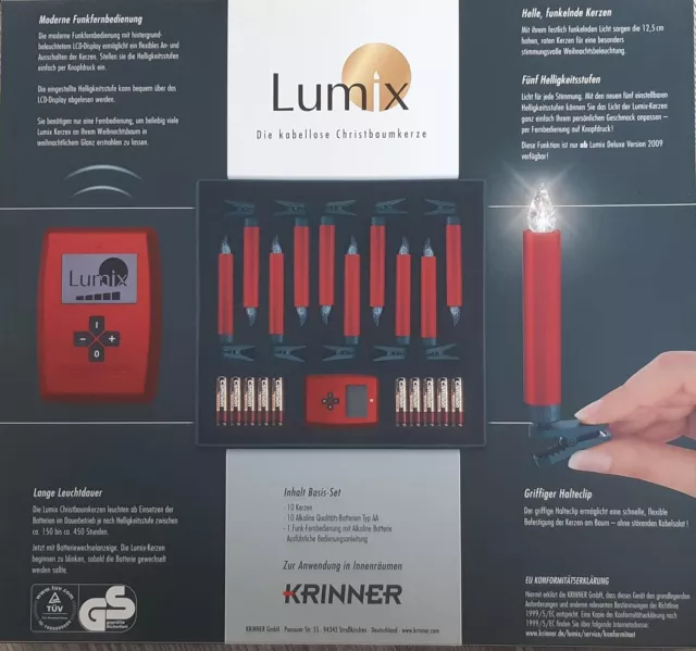 Krinner Lumix kabellose LED-Christbaumkerzen 10 St. DELUXE Basis-Set 74146 (rot) 2