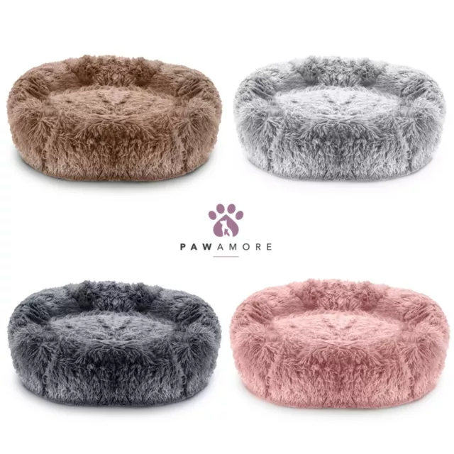 Pawamore Soft Pet Calming Anxiety Donut Cushion Warm Nest Cat Dog Bed All Sizes