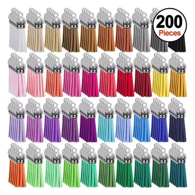 200Pcs Tassel Handbag Key Chain Key Ring Faux Leather Handbag Accessories Charm