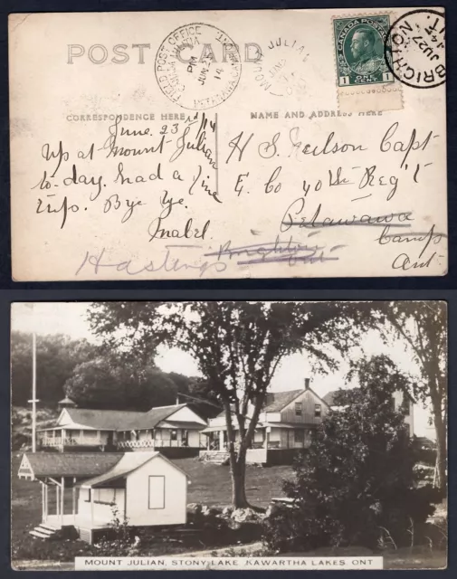 CANADA MILITIA FPO PETAWAWA CAMP 1914 Cancel on Mount Julian Photo Postcard