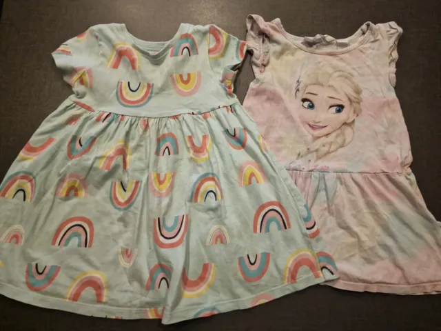 girls 18-24 months Frozen Rainbow short sleeve tunic dress summer bundle next da