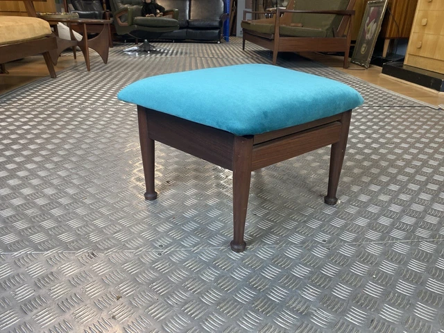 MID CENTURY Guy Rogers Footstool Ottoman In Solid Afromosia, chair sofa