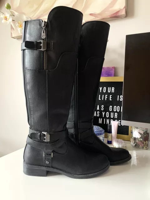 G by Guess Women's Harson Faux Leather Wide Calf Knee-High Riding Boots Size 6.5