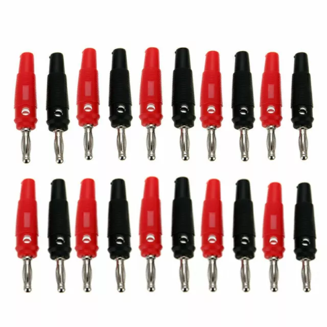 10 Paare Bananenstecker Schraubbar Labor Büschelstecker 4mm 10x Rot+10x Schwarz