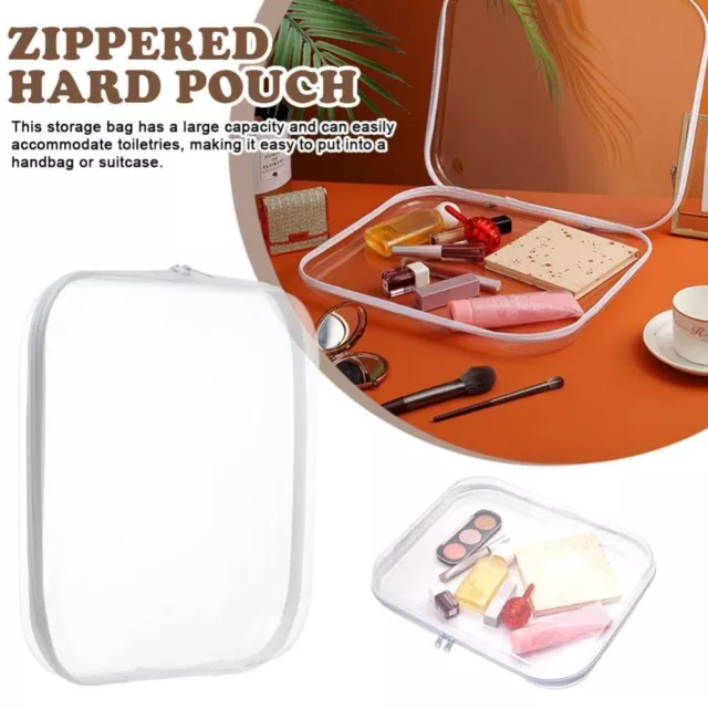 1PC Plastic Zippered Pouch Hard Bins Clear Zippered Hard Pouch