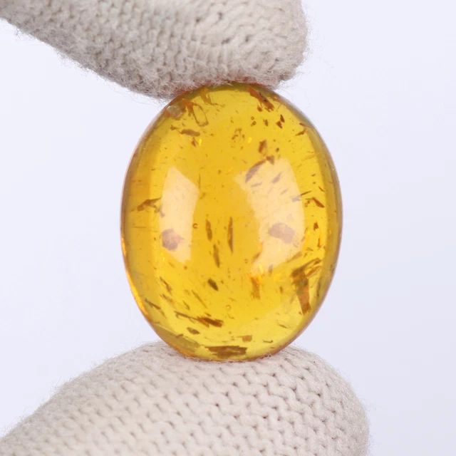 Oval Schliff 7.85 Karat Original Bernstein Cabochon Orange Farbe für Ohrstecker