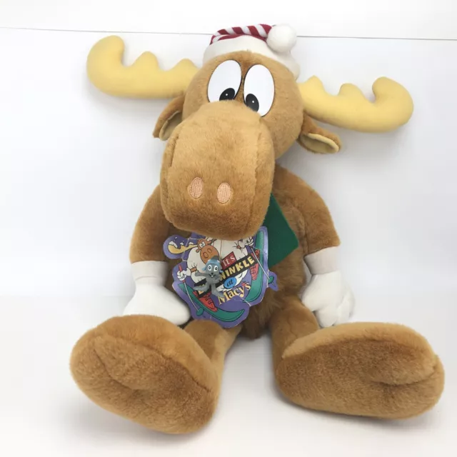 Rocky Bullwinkle Big Plush Christmas Stuffed Animal Toy Moose 1996 Macy's w/ Tag