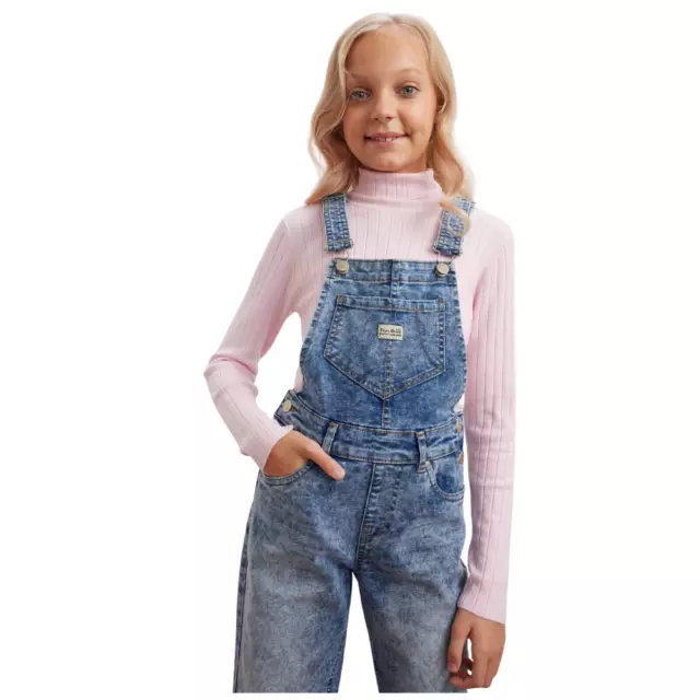 Girls Denim Dungaree Full Length Jeans Overall  New Style Fashion kids Jumpsuit