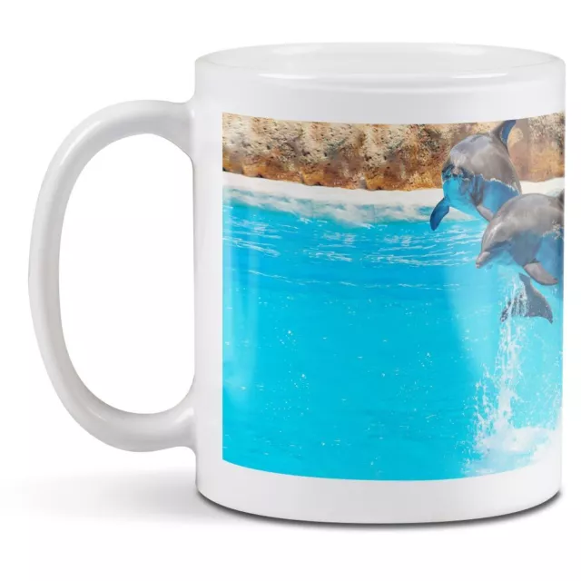 White Ceramic Mug - Jumping Dolphins Dolphin #12949