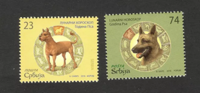 Serbia-Mnh Set-Lunar Horoscope-Year Of The Dog-Fauna-China-2018..