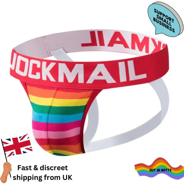 Jockmail Mens Rainbow Pride Jock Strap 3 Waist Sexy Jockstrap