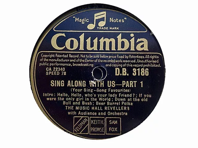 THE MUSIC HALL REVELLERS - Sing Along With Us 78 rpm disc (A+)