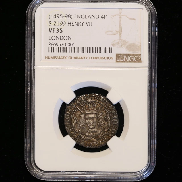1495 England Henry Vii Groat 4 Pence Tudor Hammered Silver Ngc Vf35 Certified