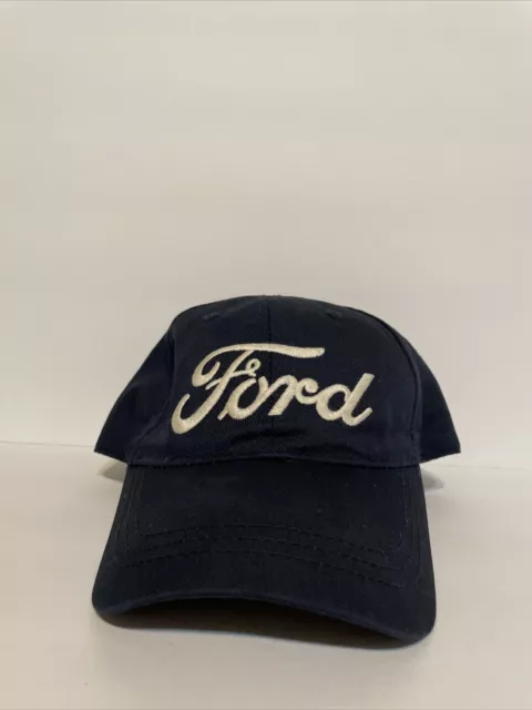 Vintage FORD Navy Blue & White SnapBack Hat Embroidered