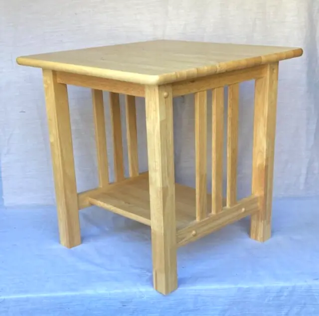 Vintage Arts and Crafts Mission Style Solid Wood Square End Side Table - Nice!