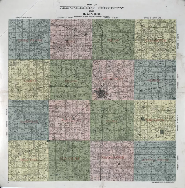 1900 Farm Line Map of Jefferson County Illinois