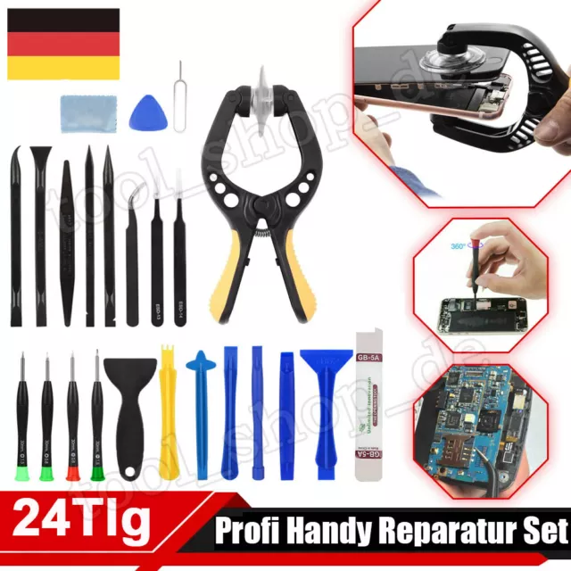 24tlg Profi Reparatur Öffnungs Werkzeug mit Saugnapf für Smartphone Handy Tablet