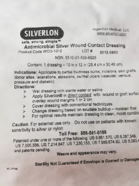 Silverlon Antimicrobial Burn Contact Dressing