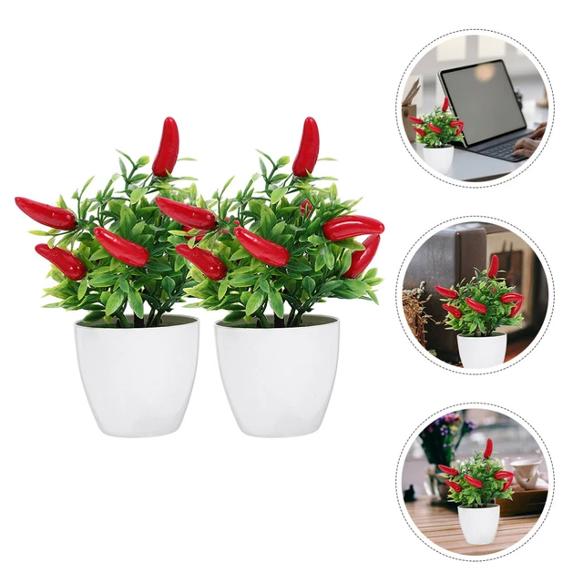 4 pezzi di peperoncino artificiale bonsai decorazione mini pianta in vaso