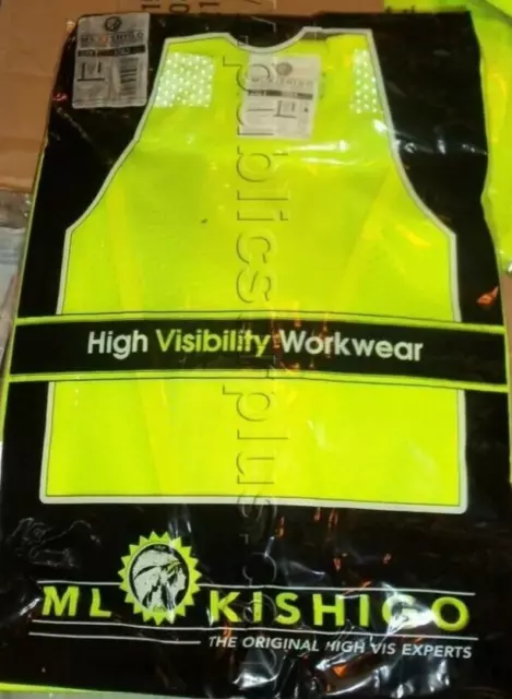 3 ML Kishigo Class 2 Reflective  Safety Vest, Pockets, Yellow/Lime. Lot of 3