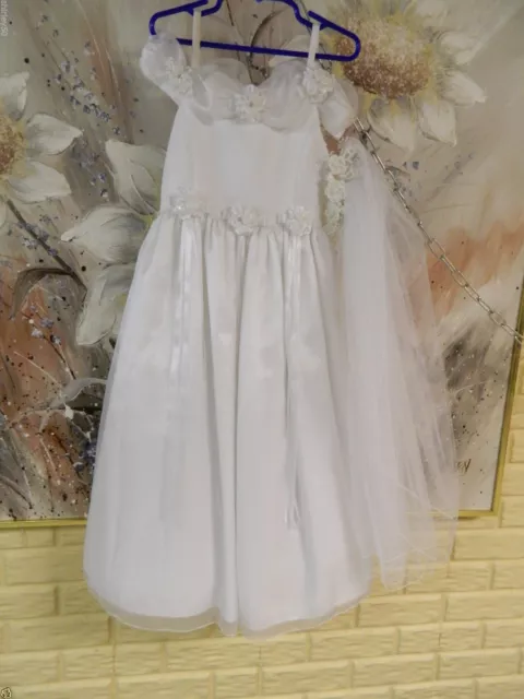 Euc Gorgeous Cinderella Sz 8 Dress With Headpiece/Comb And Veil Beautiful Detail