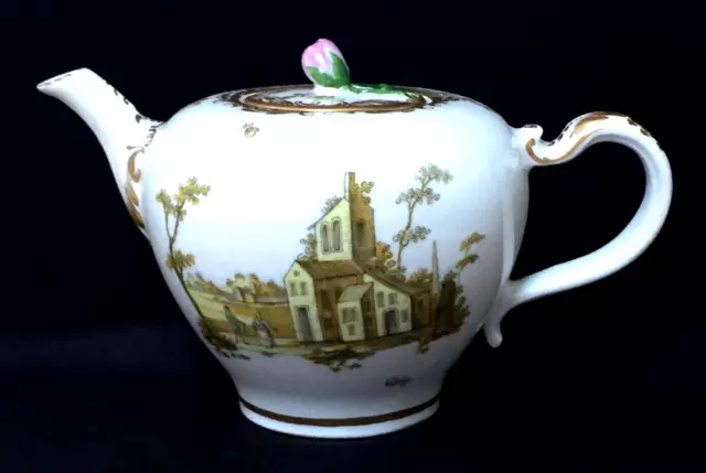 Wien Kaffee Tee Kanne um 1780 Porzellan Österreich Landschaftsinsel Architektur