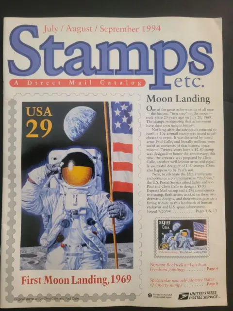 Stamps, etc-Direct Mail USPS Catalog-25th Ann 1st Moon Landing-July-Sept 1994