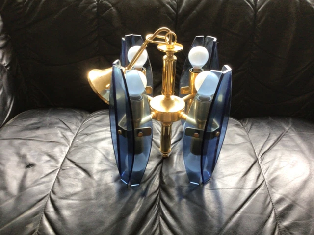 Mid Century / Retro /Murano Blue Glass Ceiling Lamp