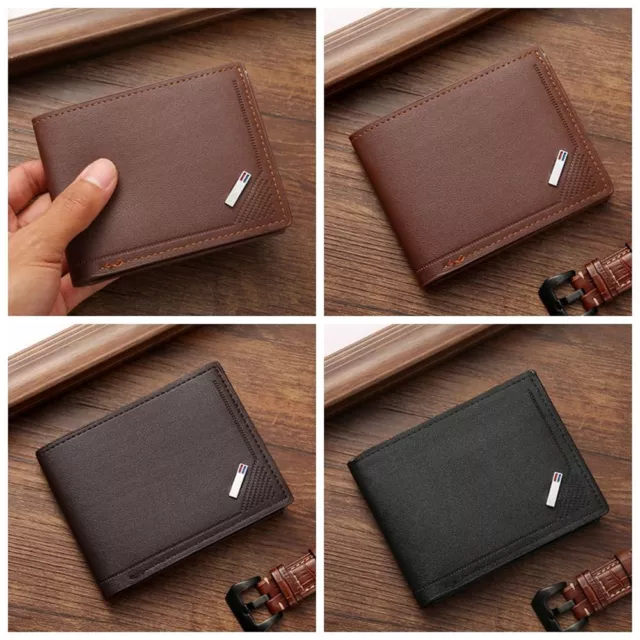 Large Capacity Men's Short Wallet PU Leather Men Coin Pocket  Travel