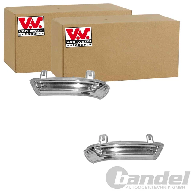 2X VAN WEZEL BLINKLEUCHTE BLINKER WEIß AUßENSPIEGEL PASSEND FÜR SKODA SUPERB VW