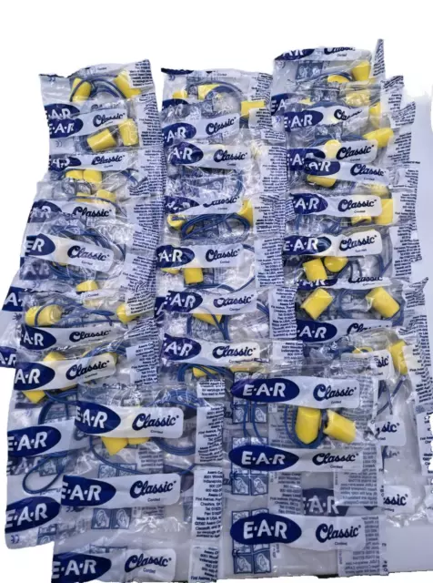 25 PAIRS of E-A-R yellow CLASSIC CORDED NRR 29 dB Ear Plugs / Sealed