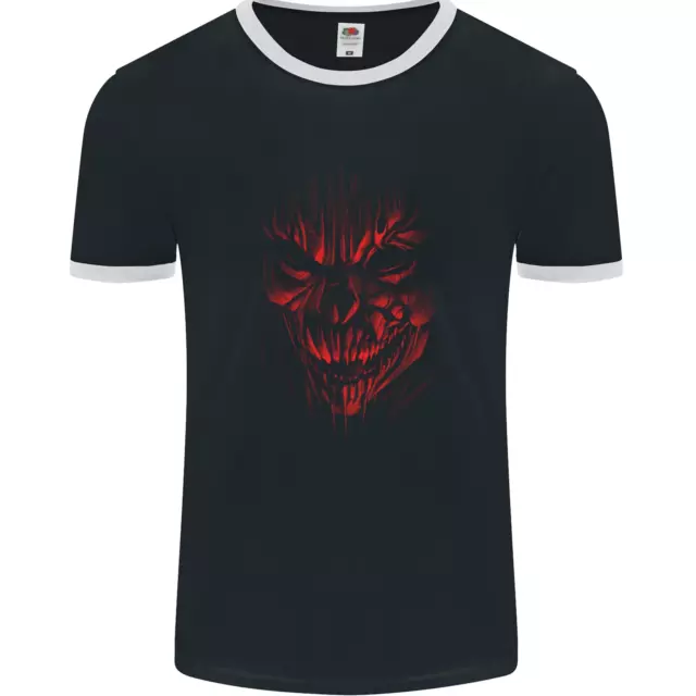 Demon Skull Devil Satan Grim Reaper Gothic Mens Ringer T-Shirt FotL