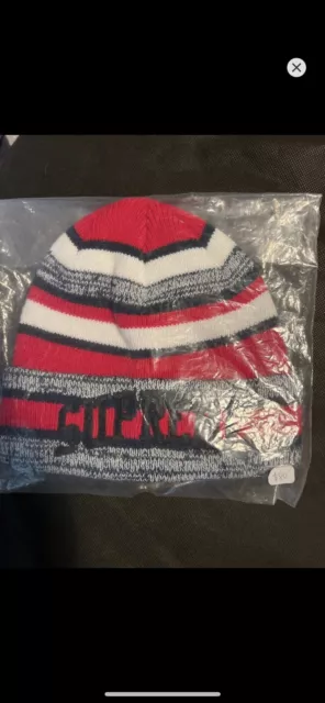 SUPREME New York Heather Stripe Beanie NAVY BLUE/RED Winter Hat Cap NEW F/W 2017