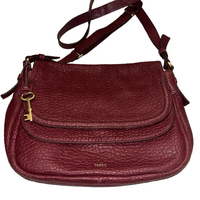 Fossil “Peyton” Double Flap Pebble Leather Crossbody