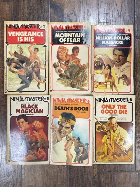 Ninja Master Paperback Book Lot #1 2 4 5 6 8 By Wade Barker Men Of Action Pulp