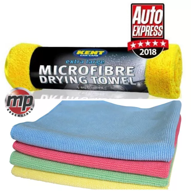 Extra Large Microfibre Car Drying Towel & 4 Buffing Polish Wax & Cleaning Cloths