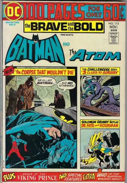 The Brave and the Bold 115 (1974) F+ 6.5 Batman Atom Dr Fate/Hourman rep Aparo-a