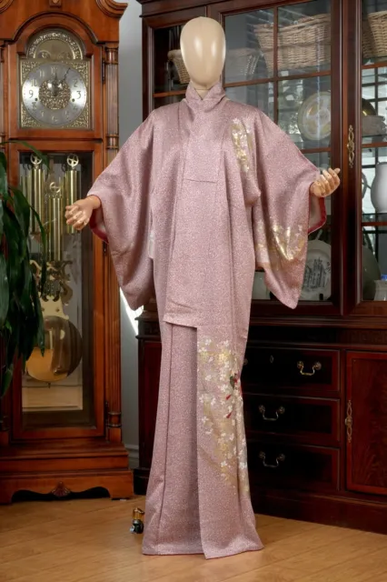 Dear Vanilla Japanese Silk Homongi Kimono Women's Authentic Japan Vintage Mint