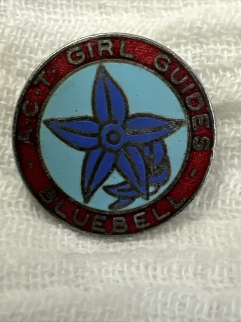 Vintage Enamel A.C.T. Girl Guides Bluebell Badge