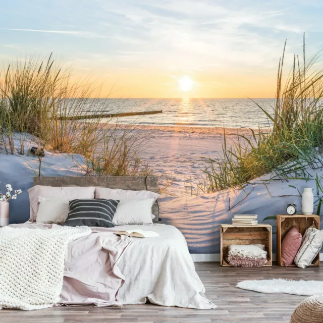 Fototapete Strand Meer Nordsee 3D Dünen Sonne Natur VLIES TAPETE XXL Wohnzimmer