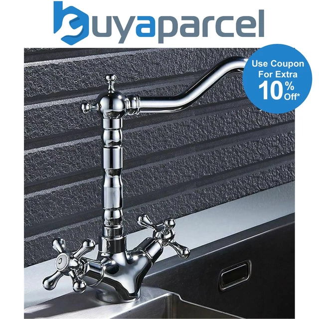 French Classic Traditional Mono Kitchen Sink Basin Mixer Tap Chrome Swivel Spout