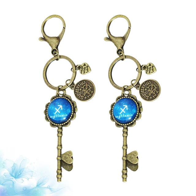 2 Pcs Horoscope Keyrings Wallet Keychain Birthstone Keychain