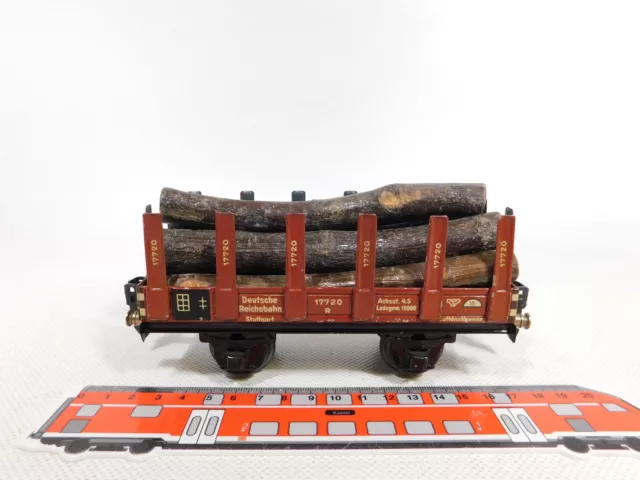 DT765-0, 5 # Märklin Gauge 0 Tin Stake Wagon Freight Car 1720 DRG Wood Load