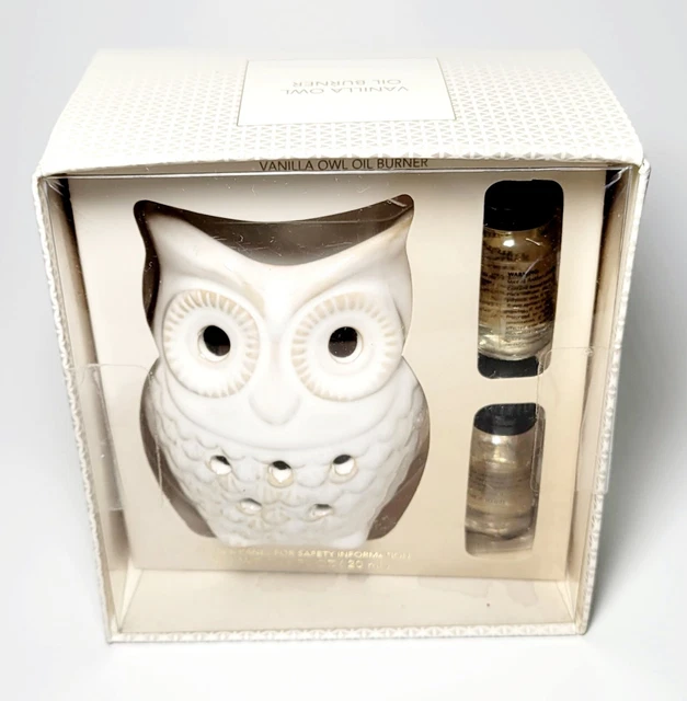 Ceramic Owl Oil Burner Fragrance Kit w Vanilla Oil Brand New In Box Gift!