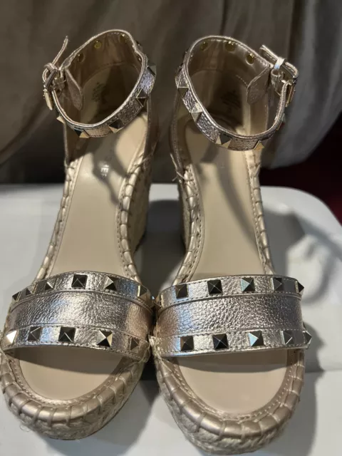 Gold Metallic Espadrille Studded Marc by Marc Jacobs Wedge Sandal