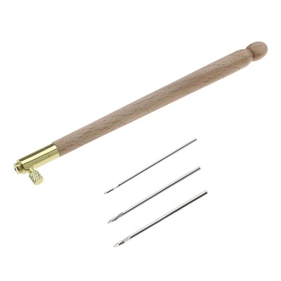 WOVELOT Wooden Maniglia Uncinetto Francese con 3 Aghi Francese Uncinetto Ricamo Perline Hoop Set di Strumenti per Cucire DIY 